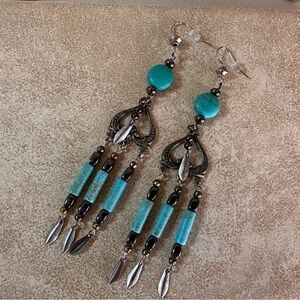 NEW HANDMADE - Bohemian Turquoise Dangle Earrings
